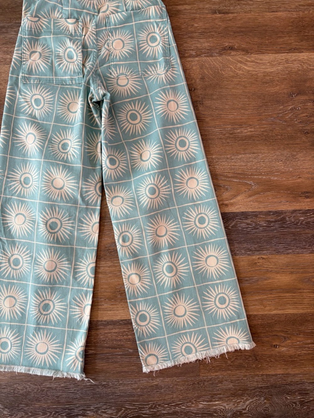 NWOT  Billabong Free fall Print Wide Leg Twill Pants in misty blue size 26 - Picture 11 of 11